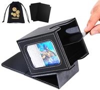 Venssu MTG Deck Box avec affichage Commander, boîte de rangement pour 100 cartes à double couche, boîte magnétique en cuir synthétique avec 2 séparateurs, 1 sac dé, 1 chargeur par le haut(Gris)