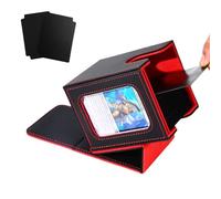 Venssu MTG Deck Box pour affichage Commander, boîte de rangement pour 100 cartes à double pochette, boîte de rangement pour cartes TCG avec 2 séparateurs et 1 chargeur par le haut (noir et rouge)