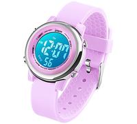 VenSten Montre de sport numérique pour enfants, garçons et filles, montre de sport en plein air, horloge électrique étanche avec alarme chronomètre - Bleu, lavande