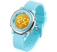 VenSten Montre de sport numérique pour enfants, garçons et filles, montre de sport en plein air, horloge électrique étanche avec alarme chronomètre - Bleu, bleu clair, sport