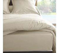 Drap housse en percale de coton 80 fils 160 x 200 - Bonnet 35 cm - couleur Ivoire