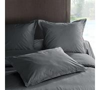 Vent du sud TOMANOIRAD Manoir Taie d'Oreiller Unie en Coton Percale Ardoise 65 x 65 cm