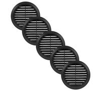 Vent Systems 10,2 cm - Lot de 5 - Noir - Grille d'aération ronde - Grille d'aération - Moustiquaire intégrée - Aérations de climatisation pour salle de bain, bureau, cuisine
