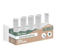 Vent Systems 110 x 55 mm - 4 pièces - Poignée rectangulaire - Entrée de tuyau droite ou flexible et support de sortie - Robinet de ventilation pour chauffage, refroidissement - Support de canal pour