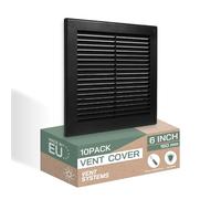 Vent Systems 15,2 x 15,2 cm (dimensions de l'ouverture) - Lot de 10 housses en plastique noir - Grille d'aération carrée plate - Déflecteur d'air - CVC 20,3 x 20,3 cm (dimensions totales)