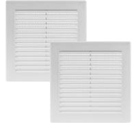 Vent Systems 150 x 150 mm - 2 pièces - Blanc Couvre-aération - Fentes de ventilation rectangulaires plates avec moustiquaire - Ouvrages de ventilation HVAC pour salle de bain, bureau à domicile