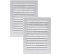 Vent Systems 150 x 200 mm - 2 pièces - Blanc Couvre-aération - Fentes de ventilation rectangulaires plates avec moustiquaire - Ouvrages de ventilation HVAC pour salle de bain, bureau à domicile