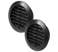 Vent Systems 2 pièces 60 mm Noir Régulateurs d’air - Grilles d’aération à travers la porte - Avec protection anti-insectes - Grilles d’aération rondes pour l’intérieur - Salle de bain, placard, garage
