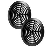 Vent Systems 2 pièces 80 mm Noir Régulateurs d’air - Grilles de ventilation à travers la porte - Avec moustiquaire - Grilles de ventilation rondes pour l’intérieur - Salle de bain, placard, garage
