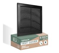 Vent Systems 20,3 cm x 20,3 cm (Dimensions d'ouverture) - Lot de 10 - Cache de ventilation en plastique noir pour soffite - Grille de ventilation d'air plate et carrée - Déflecteur de ventilation