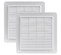 Vent systems 25 x 25 cm - Lot de 2 housses de grille d'aération - Blanc - Moustiquaire intégrée - Dos droit, sans bride - Aérations de climatisation pour salle de bain, bureau à domicile, cuisine