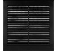Vent Systems 250 x 250 mm - Noir Couvre-aération - Fentes de ventilation rectangulaires plates avec moustiquaire - Ouvrages de ventilation HVAC pour salle de bain, bureau à domicile