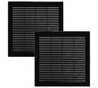 Vent Systems 300 x 300 mm - 2 pièces - Noir Couvre-aération - Fentes de ventilation rectangulaires plates avec moustiquaire - Ouvrages de ventilation HVAC pour salle de bain, bureau à domicile