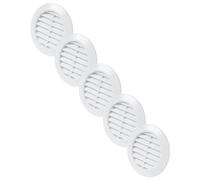 Vent Systems 5 pièces 60 mm Blanc Régulateurs d’air - Grilles d’aération à travers la porte - Avec moustiquaire - Grilles d’aération rondes pour l’intérieur - Salle de bain, placard, garage