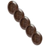 Vent Systems 5 pièces 60 mm Marron Régulateurs d’air - Grilles d’aération à travers la porte - Avec moustiquaire - Grilles d’aération rondes pour l’intérieur - Salle de bain, placard, garage