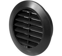 Vent Systems 60 mm Noir Régulateur d’air - Grille d’aération à travers la porte - Avec protection anti-insectes - Grilles d’aération rondes pour l’intérieur - Salle de bain, placard, garage