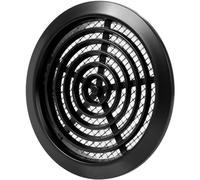 Vent Systems 80 mm Noir Régulateur d’air - Grille d’aération à travers la porte - Avec moustiquaire - Grilles d’aération rondes pour l’intérieur - Salle de bain, placard, garage