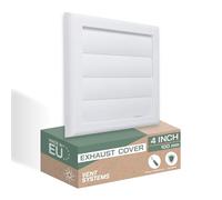 Vent Systems Couvercle d'aération de 100 mm (190 x 190 mm) - Blanc - Hotte d'aération de sèche-linge - Couvercle de conduit de sèche-linge à persiennes - Capuchon de capot - Grille d'échappement
