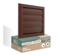 Vent Systems Couvercle d'aération marron de 10,2 cm - Capot extérieur carré à persiennes en plastique ABS durable avec rabats de gravité et bride - Sortie résistante aux intempéries pour