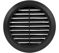 Vent Systems Couvercle d'Aération Noir 100 mm - Fentes Rondes - Couvercle de Barbecue avec Protection Contre les Insectes - Ouvertures CVAC pour Salle de Bain, Bureau
