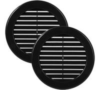 Vent Systems Couvercle de ventilation noir de 100 mm (dimensions d'ouverture), grille de ventilation ronde en plastique, écran en maille, grille de registre CVAC pour salle de bain, Lot de 2