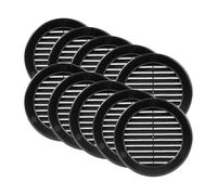 Vent Systems Grille d'aération 100 mm - 10 pièces - Couverture de tuyau de ventilation noir avec connexion ronde - Fentes de ventilation avec moustiquaire - Grille HVAC pour intérieur, extérieur