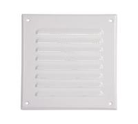 Vent Systems Grille d'aération blanche de 125 x 125 mm (taille d'ouverture du conduit) - Grille d'aération carrée en métal CVC avec écran en maille - Grille d'aération murale - Pour extérieur