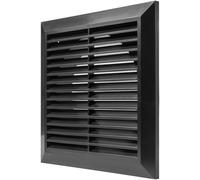 Vent Systems Grille d'aération noire de 150 mm - Couvercle en plastique durable avec col de montage - Grille d'aération à persiennes - Résistante aux intempéries - Pour salle de bain, cuisine, garage