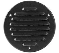 Vent Systems Grille d'aération ronde en métal noir de 10,2 cm (intérieur) pour soffite, déflecteur d'air - Maille intégrée - CVC pour salle de bain, bureau à domicile, cuisine 12,7 cm (extérieur)