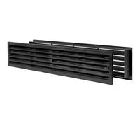 Vent Systems Grille de porte noire de 450 x 90 mm - Louvers de porte à deux côtés - Registre d'air - Grilles d'aération intérieures - Salle de bain, armoire, garage à travers la porte d'aération