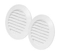 Vent Systems Grilles d'aération de porte en plastique blanc à persiennes 70 mm - Lot de 2 - Grille d'air ronde facile à installer pour circulation d'air intérieure - Registre de ventilation durable