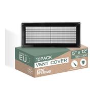 Vent Systems Lot de 10 grilles d'aération en plastique avec protection intégrée contre les parasites pour ventilation et climatisation 130 x 300 mm Noir 12,7 x 30,5 cm