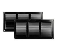 Vent Systems Lot de 2 cache-conduits d'aération rectangulaires à persiennes en métal noir de 30,5 x 15,2 cm (dimensions totales) avec grille de ventilation CVC pour rénovation de la maison