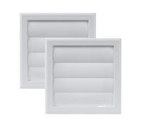 Vent Systems Lot de 2 couvercles d'aération de 10,2 cm (19,1 x 19,1 cm) - Blanc - Hotte d'aération de sèche-linge - Couvercle de conduit de sèche-linge à persiennes - Capuchon de capot - Grille