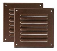 Vent Systems - Lot de 2 grilles d'aération carrées en métal marron de 12,7 x 12,7 cm (taille d'ouverture du conduit) - Grille d'aération intégrée pour salle de bain, maison, cuisine - 16,5 x 16,5 cm