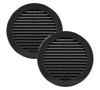 Vent Systems Lot de 2 housses d'aération noires de 15,2 cm - Persiennes d'aération rondes - Housse de grille - Moustiquaire intégrée - Aérations CVC pour salle de bain, bureau à domicile, cuisine