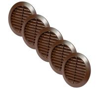 Vent Systems Lot de 5 caches d'aération ronds de 90 mm - Marron - Grille d'aération - Protection contre les insectes intégrée - Ouvertures d'aération CVC pour salle de bain, bureau à domicile, cuisine
