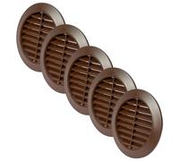 Vent Systems - Lot de 5 couvercles d'aération ronds avec fentes - 80 mm - Marron - Couvercle de grille - Protection contre les insectes intégrée - Ouvertures d'aération CVC pour salle de bain, bureau