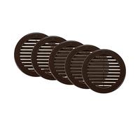 Vent Systems Lot de 5 couvercles d'aération ronds en plastique pour soffite de 10,2 cm (dimensions d'ouverture) - Grille d'aération ronde en plastique - Écran en maille intégré - Persienne de registre