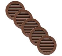 Vent Systems Lot de 5 grilles d'aération de soffite marron de 10,2 cm - Évent mural rond marron avec écran en maille intégré, grille de ventilation à persiennes en plastique pour plafond, salle de