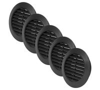 Vent Systems Lot de 5 grilles d'aération noires de 70 mm pour porte d'aération - Mini cercle - Grilles d'aération d'intérieur - Pour salle de bain, armoire, garage à travers la grille d'aération de la