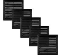 Vent Systems Lot de 5 housses d'aération carrées en plastique noir de 20,3 x 20,3 cm avec écran en maille - Grille d'aération résistante aux intempéries - Pour mur et plafond, intérieur et extérieur