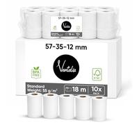 Ventalia - Pack de 10 Rouleaux CB/Bobine TPE 57x35x12 mm (18 m) - Papier Thermique Sans BPA - Compatibles Ingenico, Verifone, SumUp, PAX, Nexgo, myPOS - Impression Claire et Durable