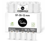 Ventalia - Pack de 100 Rouleaux CB/Bobine TPE 57x35x12 mm (18 m) - Papier Thermique Sans BPA - Compatibles Ingenico, Verifone, SumUp, PAX, Nexgo, myPOS - Impression Claire et Durable