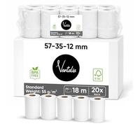 Ventalia - Pack de 20 Rouleaux CB/Bobine TPE 57x35x12 mm (18 m) - Papier Thermique Sans BPA - Compatibles Ingenico, Verifone, SumUp, PAX, Nexgo, myPOS - Impression Claire et Durable