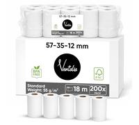 Ventalia - Pack de 200 Rouleaux CB/Bobine TPE 57x35x12 mm (18 m) - Papier Thermique Sans BPA - Compatibles Ingenico, Verifone, SumUp, PAX, Nexgo, myPOS - Impression Claire et Durable