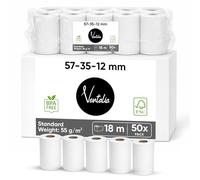 Ventalia - Pack de 50 Rouleaux CB/Bobine TPE 57x35x12 mm (18 m) - Papier Thermique Sans BPA - Compatibles Ingenico, Verifone, SumUp, PAX, Nexgo, myPOS - Impression Claire et Durable