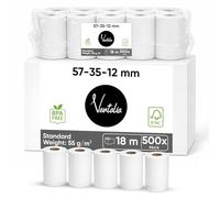 Ventalia - Pack de 500 Rouleaux CB/Rouleaux TPE 57x35x12 mm (18 m) - Papier Thermique Sans BPA - Compatibles Ingenico, Verifone, SumUp, PAX, Nexgo, myPOS - Impression Claire et Durable