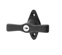 Ventano Poignée de fenêtre « Zeltweg MS » - Noir mat - Verrouillable - rustique - Avec serrure et sécurité enfant - Design distinctif