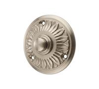 Ventano - Sonnette de porte de style vieilli - Avec 1 bouton de sonnette en laiton nickelé mat à l’ancienne - Fabriquée à la main selon le modèle historique